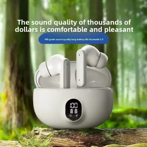 Smart Aura™ Wireless Earbuds – Bluetooth 5.3, Noise Cancellation & LED Display