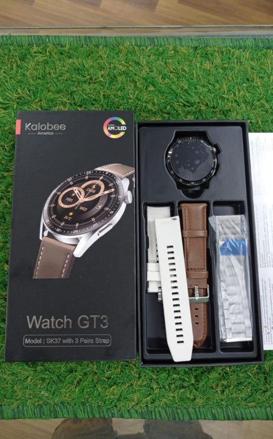 Kalobee GT3 Smart Watch – 3 Straps | AMOLED Display | Bluetooth Calling